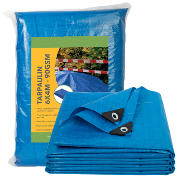 Blue Waterproof Dandelion 90gsm 4m x 6m Lightweight PE Tarpaulin for Boat Roof Covering