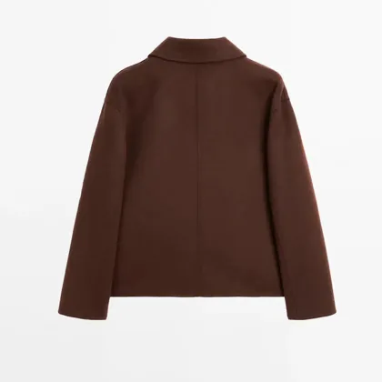 Women's retro elegant versatile flip collar short woolen coat