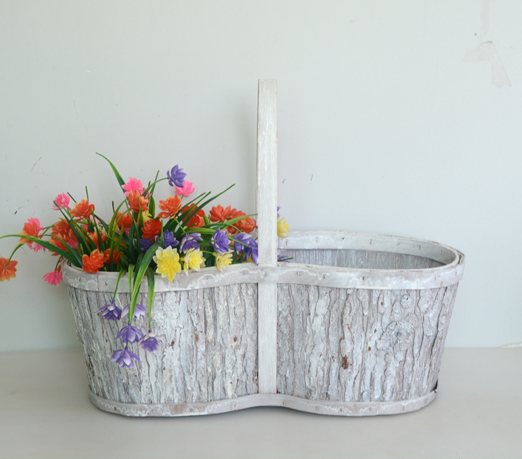 Wash white wood bark handicraft storage basket-3