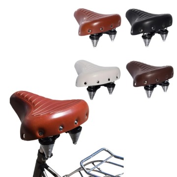 Comfortable Wide Leather Bike Seat with Spring