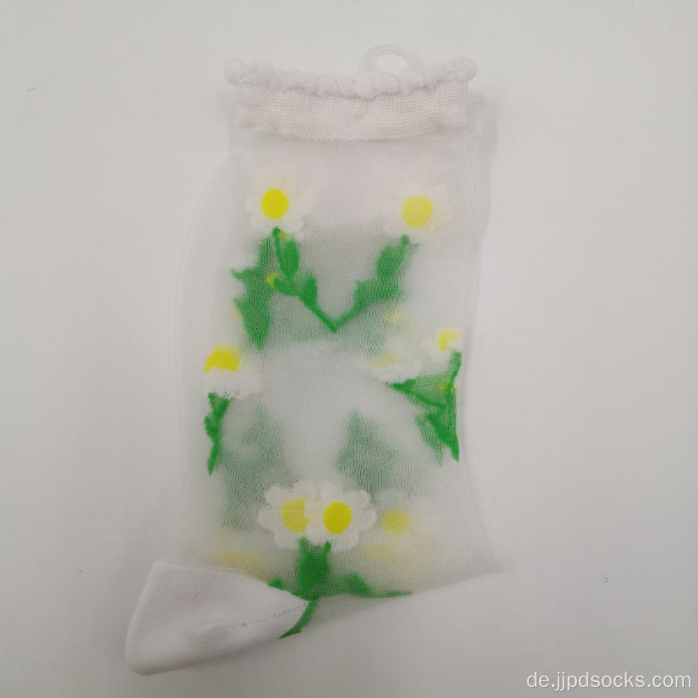 Heißer verkauf benutzerdefinierte design atmungsaktive frauen glas socken