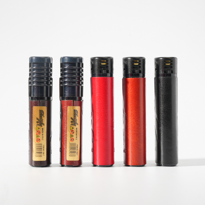 Пять цветных тисненого кожаного реактивного пламени зажигалки