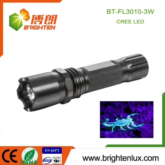 Factory Wholesale 3*aaa Battery Powered Aluminum Blood Tracking Scropion High Power 3watt led Blacklight Flashlight