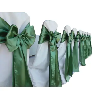 Wholesale Polyester Deep Green Satin Butterfly Bow Wedding Chair Sashes