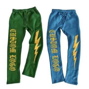 Customizable Heavy Weight Cotton Jogger Track Pants with French Terry Fabric, Straight Leg Design, Puff Print and Stacking Features for Men