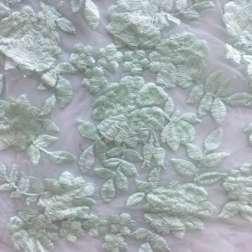 Elegant Inflorscence Embroidery Fabric On Nylon Mesh