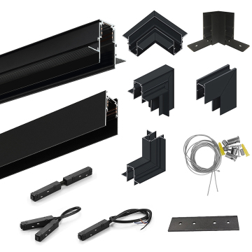 Accessori del sistema di illuminazione per binari magnetici a LED: kit di binario a magnete con trasformatore a 48 V e connettore angolare
