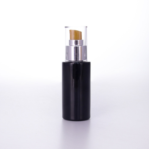 Black Lotion Bottle With Transparent Overcap