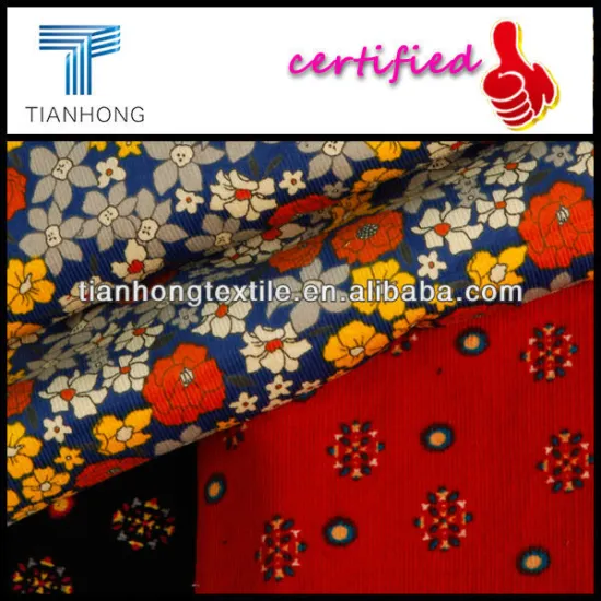 Flower Printed Fabric/Corduroy For Girl/High quality Corduroy Fabric