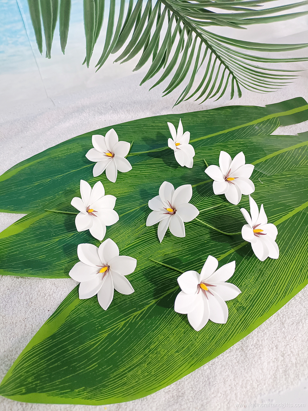 3 1/2[ Handmade White Artificial Plumeria Hair Pick