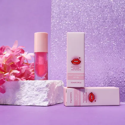 Custom Logo Wholesale Cosmetics: 5-Color Hydrating Lip Plumper, Fruit-Favored Glossy Clear Lip Oil