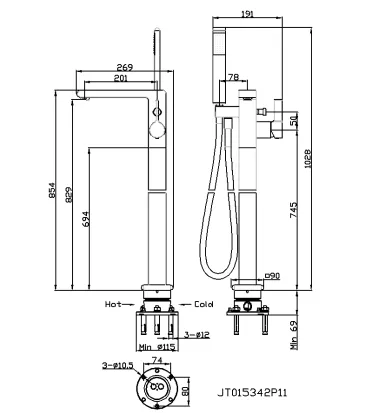 Bobo Floor Mounted Bath Mixer ○
