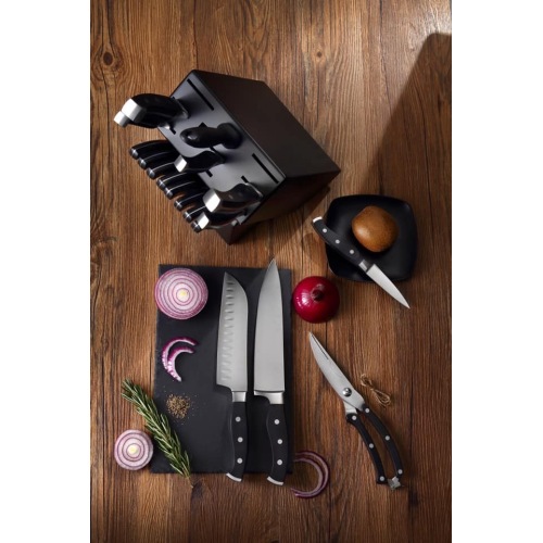 Quality stainless steel kitchen knife set with block