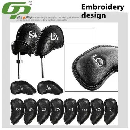 Premium Leather Golf Club Iron Head Covers Set