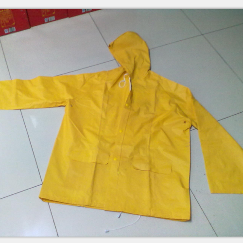 yellow Men Hooded Long Waterproof PVC Rainsuit