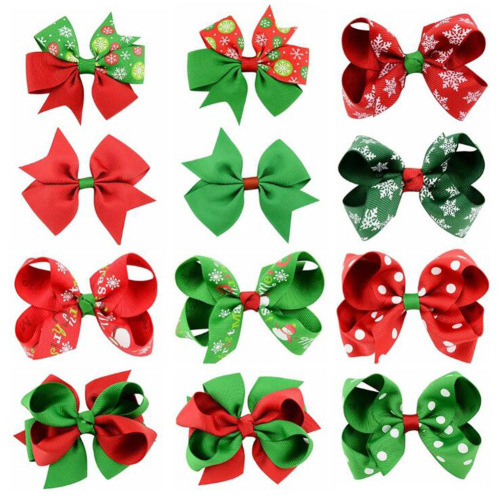 Xmas Kids Baby Girls Children Toddler Hair Clip Bow Accessories Hairpin Christmas Bowknot Hairgrip Hair Bow Barrette Accessories
