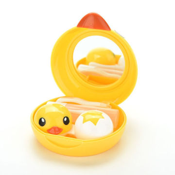 1Set Cute Yellow Duck Travel Glasses Plastic Contact Lenses Box Travel Contact lens Case Eyes Care Kit Holder Container Gift Hot
