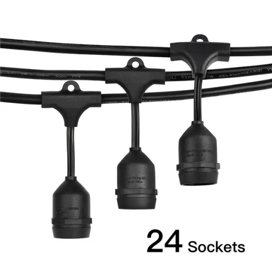 Commercial Patio String with 24 Suspended S14 Warm White LED Outdoor Patio Lights