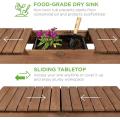 Brown Stain Finish Outdoor Mobile Garden Potting Bench