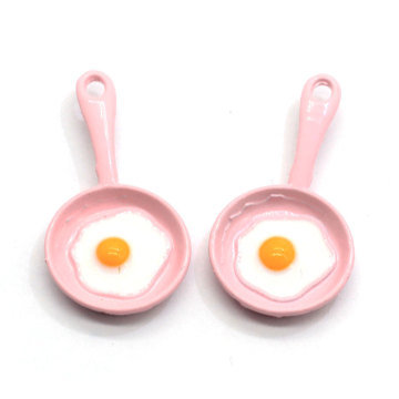 Newest Cute Blue Pink Fried Egg Pot 100pcs Mini Jewelry Bead Cute for Keychain Necklace Phone Case Pendant