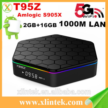 2016 New arrival amlogic S905X quad core 2GB RAM 16GB ROM android 6.0 smart TV Box T95Z