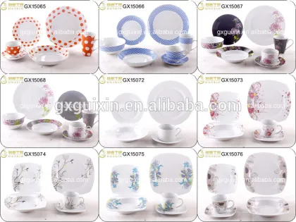 GUIXIN 21-piece Square Pottery/Porcelain Tea set/Dinner set for 4, Water Grass, Gray