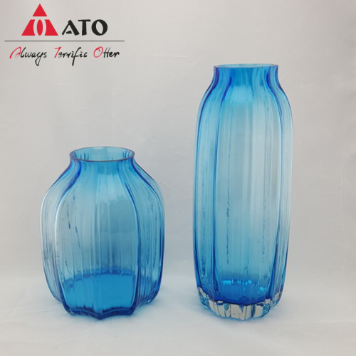 Blue Clear Vase Glaswaren frische Blumenglasvase