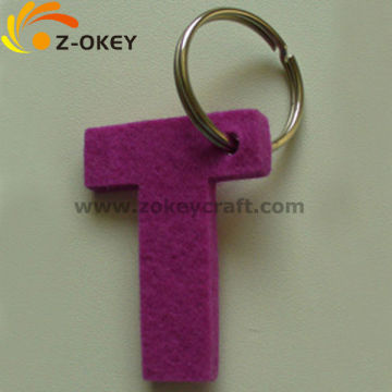 alphabet pendant T letter shape felt key chain