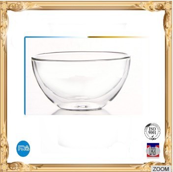 Double wall heat resistant glass bowl,salad bowl,150ml glass fruit bowl