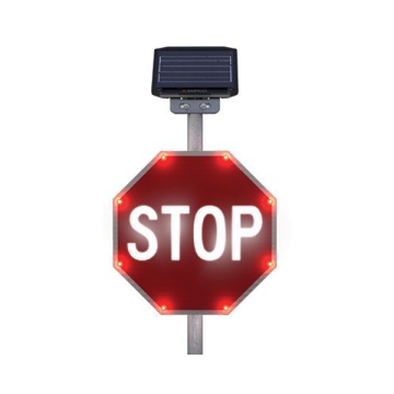 6500K Solar-Powered Flashing LED Octagon Stop Sign with Doppler Radar Sensor