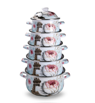 18-26cm 5PCS High Quality Enamel Lid Best Selling Enamel Casserole Set