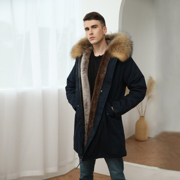 Kış Yüksek Kaliteli Erkek Parka Ceket Faux Fur