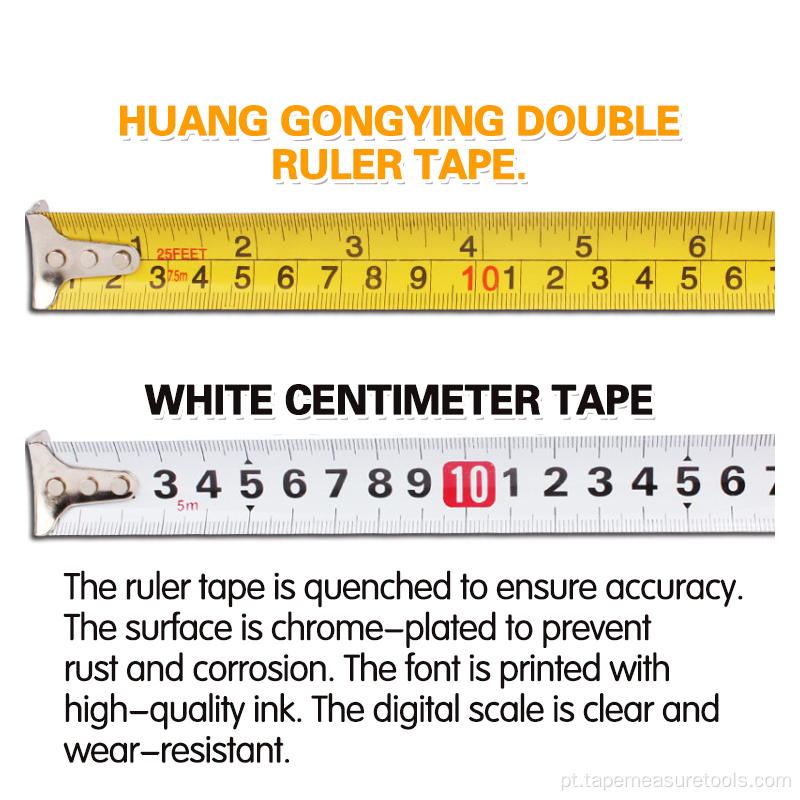 Fita métrica de aço 3/5 / 7,5 metros Fita métrica de plástico