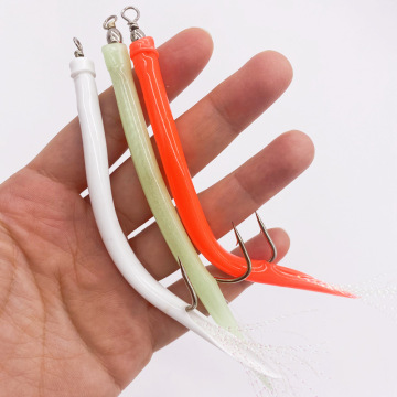 Luminous Trolling Fishing Eel Jig Hooks with Rubber Tubing for Sea Fishing