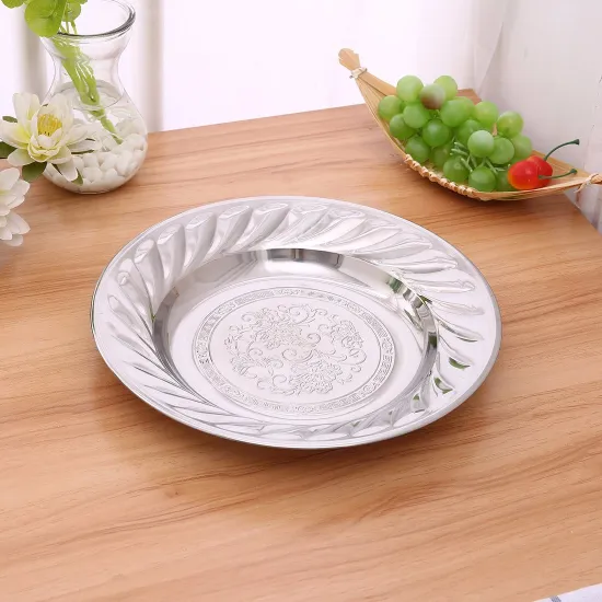 25-100cm High Quality Lily Flowers Design Food Tray Stainless Steel Plate