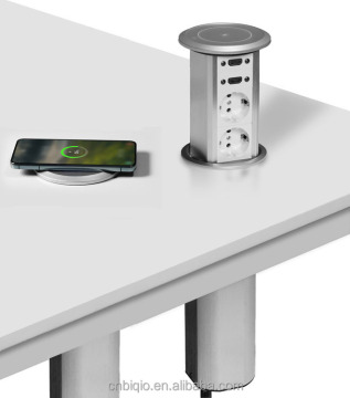 Electric Pop Up Lifting Socket Outlet for Kitchen Island with 15W Wireless Charger