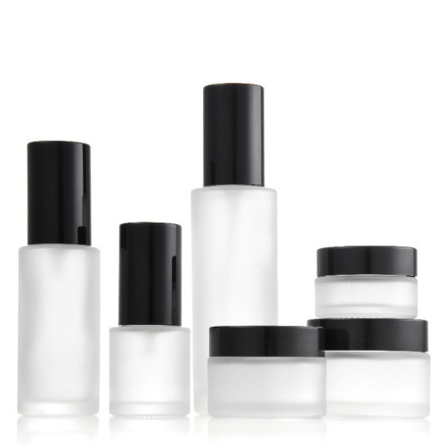 Conjuntos de garrafas de soro cosmético e jarra de vidro para cuidados com a pele
