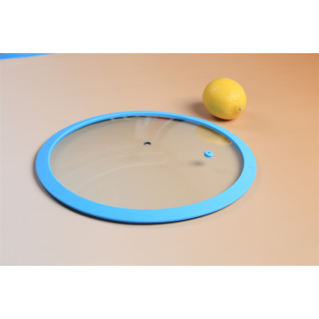 Round flat silicone glass lid with for cookware