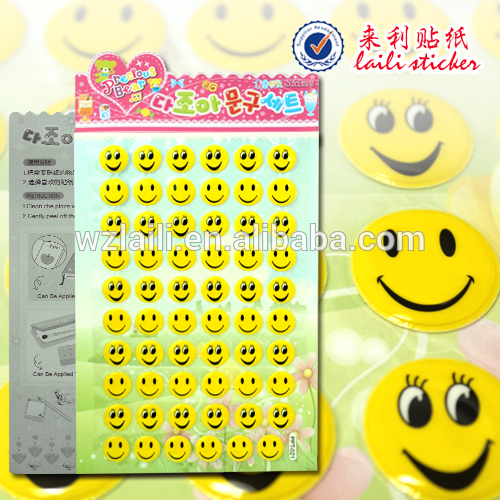 smile face puffy sticker eco-friendly export to europe,north america,south america