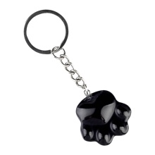 Black Obsidian Cat Claw Keychain Handmade Craved Animal Palm Pendant Key Accessories