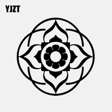 YJZT 14.9CM*14.7CM Lotus Mandala Yoga Buddhism Art Amulet Vinyl Decal Car Stickers Black/Silver C3-1527