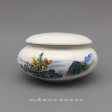 Different sizes colorful ceramic jars for cosmetic products
