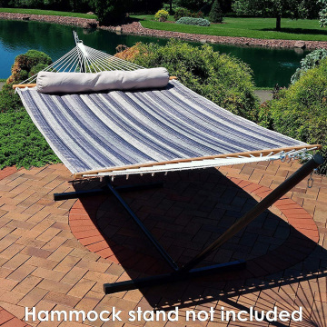 Quilted Double Size Hammock With Wooden Bar