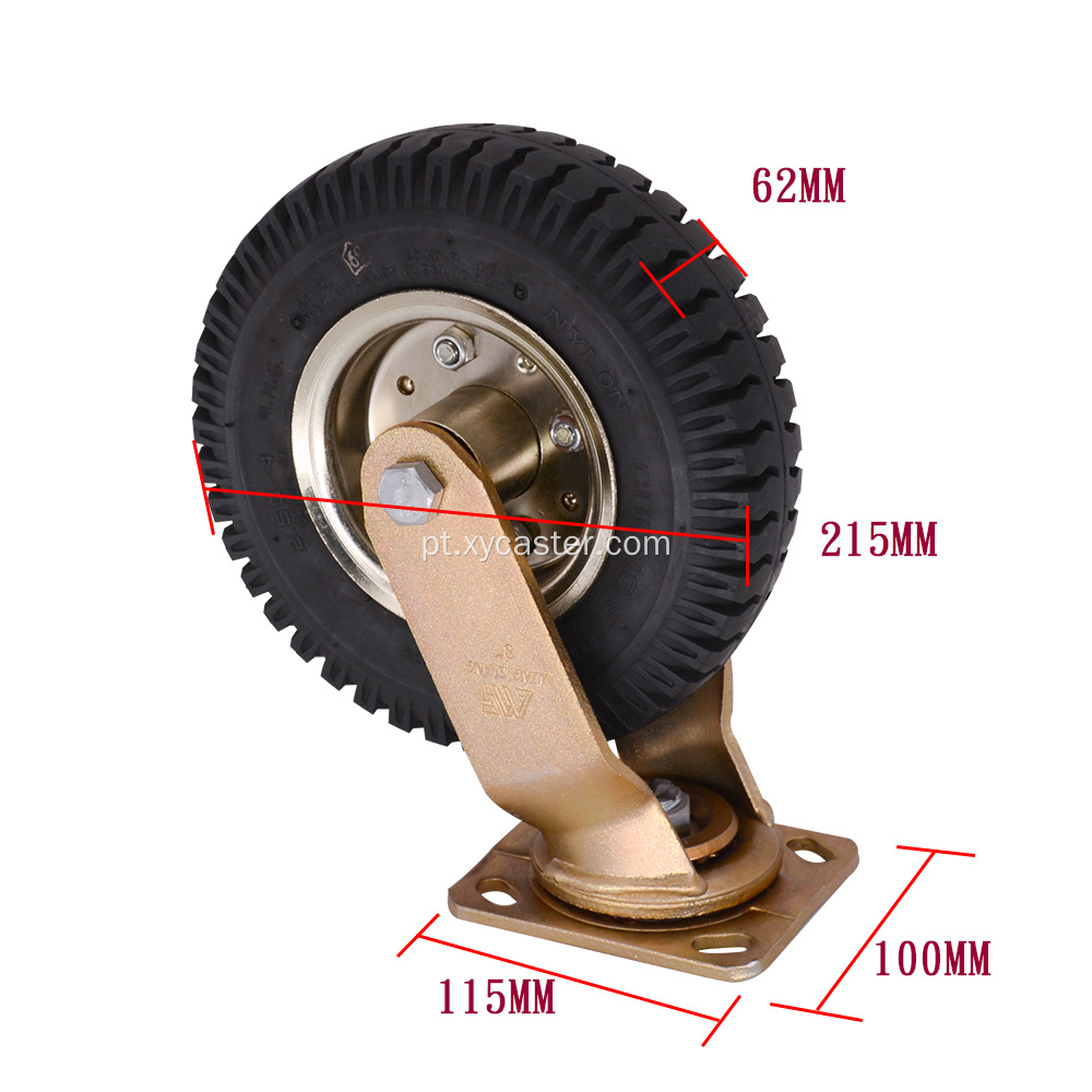 Roda de rodízio pneumática de borracha do giro de 10 polegadas