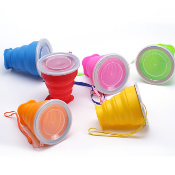 Portable Silicone Retractable Folding Cup with Lid - 200ml Travel Water Cup