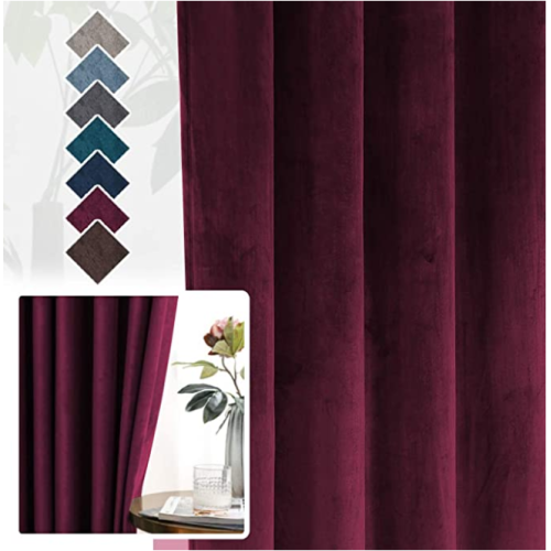 Red Velvet 84 Inches Curtain Drapes