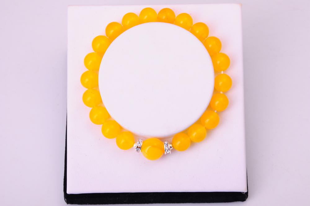 Bracelet de pierres précieuses en agate jaune de perles rondes 8MM