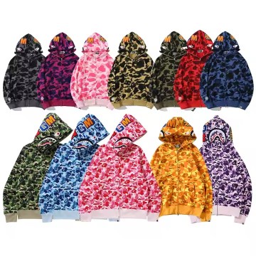 Fashion Shark Mouth Camouflage Full Zip Up Hoodie Pullover