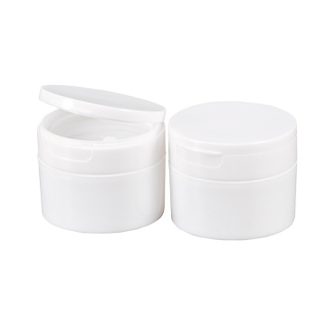 wholesale price 100ml empty plastic white pp face cream jar customized logo with flip top cap