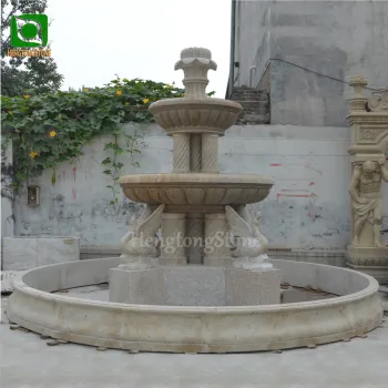 Outdoor Yellow Granite Water Fountain with Swan for Garden Decoration